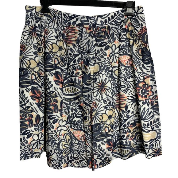 LOFT Dresses & Skirts - Loft Floral Swing Knee Length Skirt 14P White Lined Side Zipper Cotton